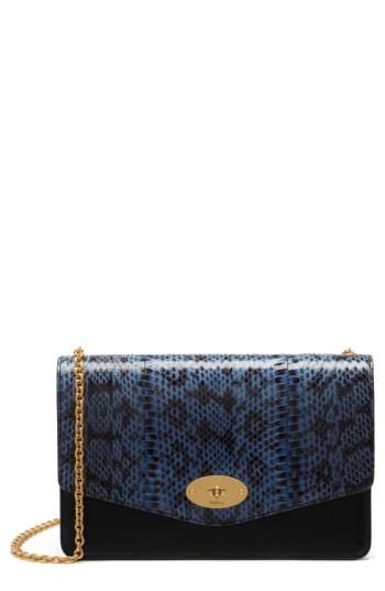 Mulberry Medium Darley Convertible Genuine Snakeskin Clutch - Blue