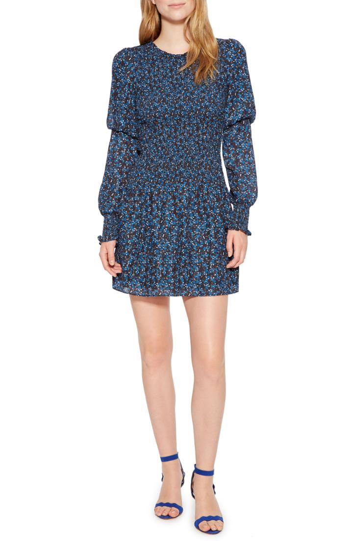 Women's Parker Lilly Puff Sleeve Floral Georgette Minidress - Blue