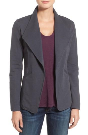 Petite Women's Caslon Cotton Knit Open Front Blazer P - Grey
