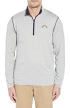 Men's Cutter & Buck Meridian - Los Angeles Chargers Regular Fit Half Zip Pullover, Size - Blue