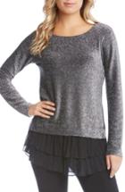 Women's Karen Kane Sheer Hem Sparkle Top - Black