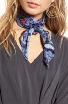 Women's Treasure & Bond Print Short Tie Scarf, Size - Blue