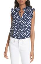 Women's Kate Spade New York Cloud Dot Tie Front Sleeveless Blouse - Blue