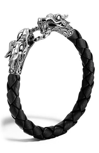 Men's John Hardy 'naga' Dragon Head Leather Bracelet