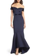 Women's Eliza J Off The Shoulder High/low Mermaid Gown - Blue