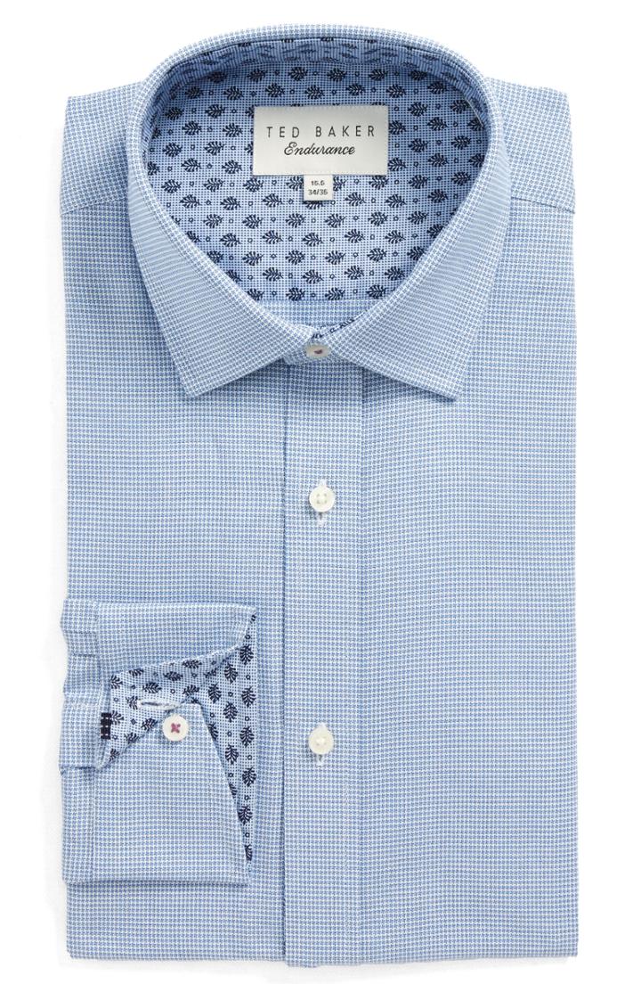Men's Ted Baker London Endurance Renton Trim Fit Dress Shirt 32/33 - Blue