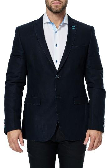 Men's Maceoo Descartes Navy Patch Sport Coat (m) - Blue