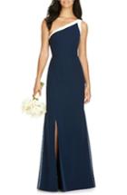 Women's Social Bridesmaids One-shoulder Chiffon Gown - Blue