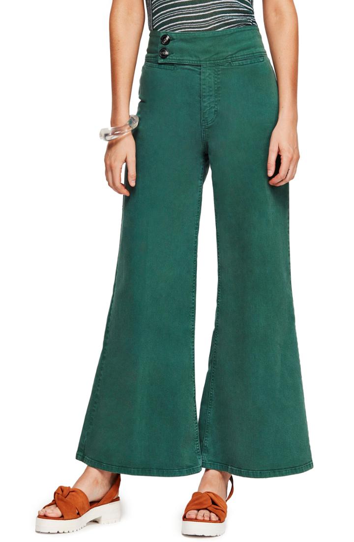 Women's Free People Youthquake Bell Bottom Pants - Green