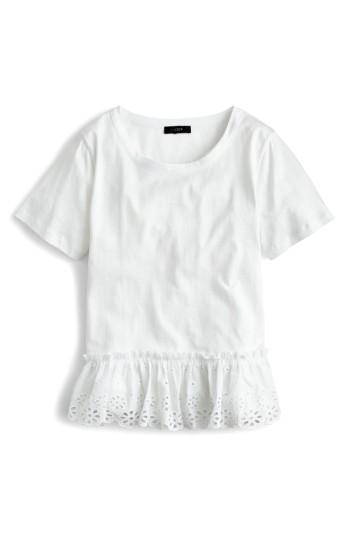 Women's J.crew Eyelet Hem Tee - White