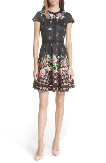 Women's Ted Baker London Daissie Florence Trim Skater Dress - Black