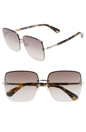 Women's Kate Spade New York Janays 61mm Rimless Square Sunglasses - Dark Havana