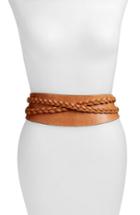 Women's Ada 'dakota' Braided Leather Wrap Belt - Cognac