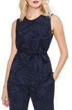 Women's Vince Camuto Belted Sleeveless Jacquard Crepe Blouse - Blue