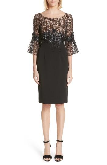 Women's Carmen Marc Valvo Couture Geometric Lace Cocktail Dress - Black