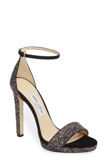 Women's Jimmy Choo Misty Glitter Platform Sandal Us / 34eu - Black