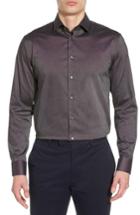 Men's Calibrate Trim Fit Stretch Solid Dress Shirt 32/33 - Black