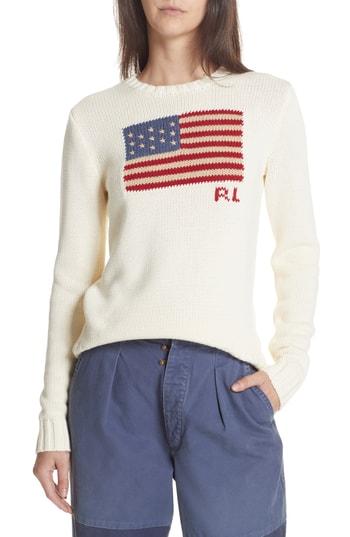 Women's Polo Ralph Lauren Flag Sweater - Ivory