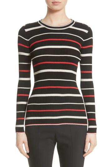 Women's St. John Collection Multicolor Stripe Knit Top, Size - Black