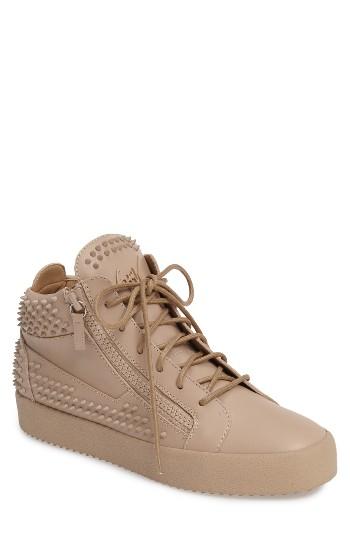 Men's Giuseppe Zanotti Studded Mid Top Sneaker Eu - Beige