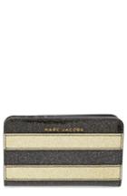 Women's Marc Jacobs Glitter Stripe Compact Leather Wallet - Metallic
