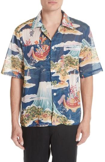 Men's Our Legacy Box Fit Print Camp Shirt Eu - White