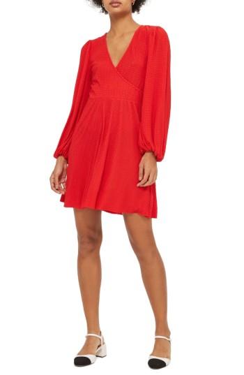 Women's Topshop Plisse Wrap Dress Us (fits Like 0-2) - Red