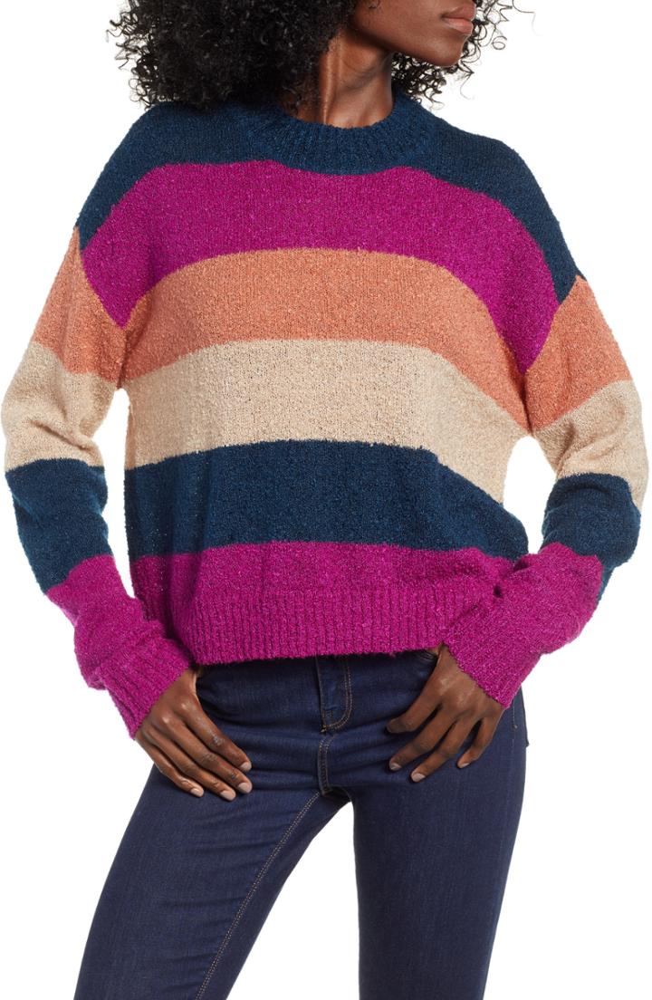 Women's Bp. Stripe Boucle Sweater, Size - Blue