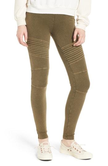 Women's Bp. Washed Moto Leggings, Size - Green