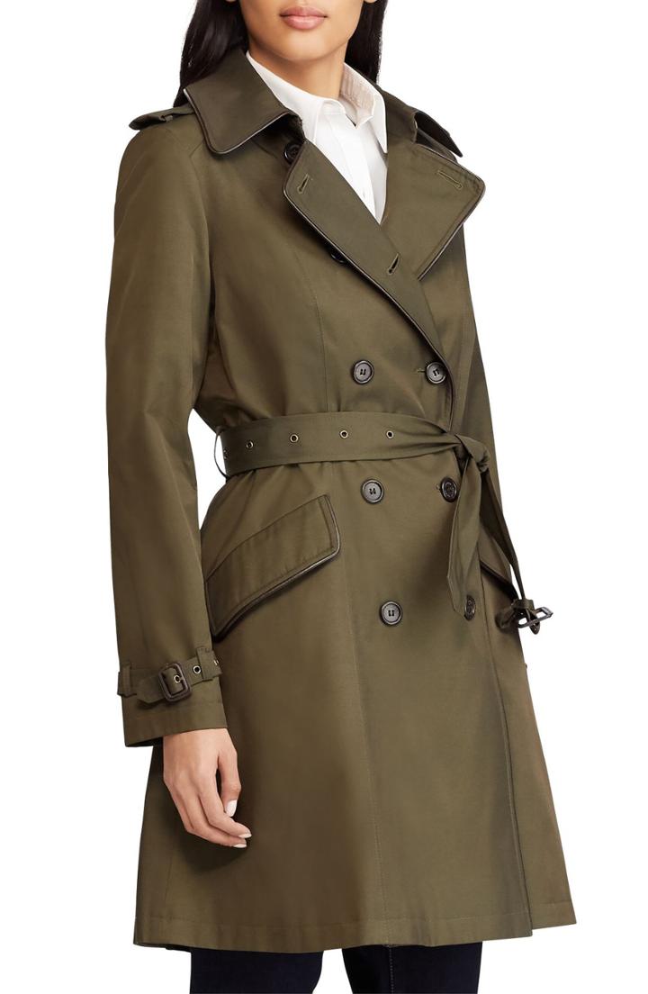 Women's Lauren Ralph Lauren Double Breasted Short Trench Coat