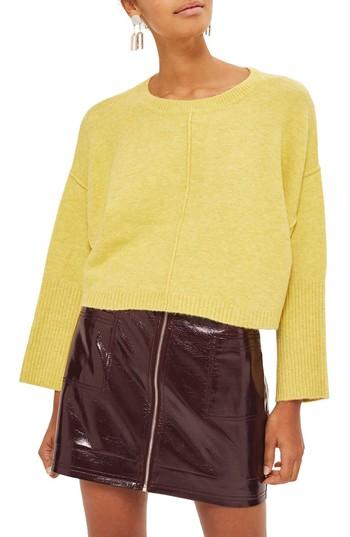 Women's Topshop Wide Sleeve Crop Sweater Us (fits Like 2-4) - Yellow