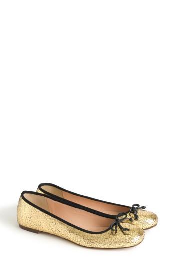 Women's J. Crew Franklin Crackle Flat M - Metallic