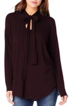 Women's Michael Stars Tie Neck Blouse, Size - Burgundy