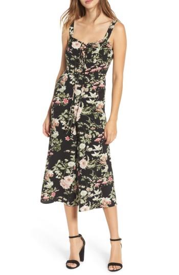 Women's Love, Fire Print Wide Leg Jumpsuit - Black