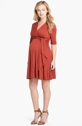 Women's Maternal America Maternity Tie Front Dress - Orange