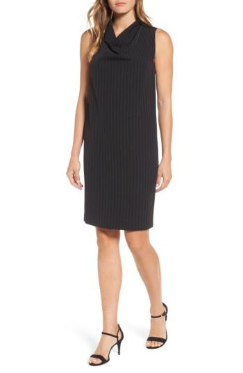 Women's Anne Klein Pinstripe Shift Dress - Black