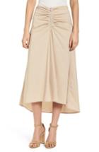 Women's Trouve Ruched Front Midi Skirt - Beige