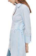 Women's Topshop Pinstripe Corset Shirt Us (fits Like 0) - Blue
