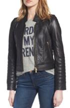Women's J.crew Collection Stand Collar Leather Jacket - Black