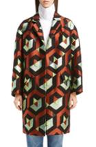 Women's Dries Van Noten Geo Metallic Jacquard Coat - Red