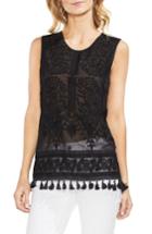 Women's Vince Camuto Tassel Hem Embroidered Top - Black