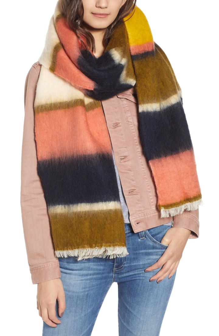 Women's Madewell Fuzzy Multi Stripe Scarf