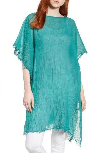 Women's Eileen Fisher Organic Cotton Poncho, Size - Blue/green