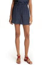 Women's Tibi Gingham Paperbag Waist Shorts, Size - Blue