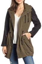 Women's Blanknyc Mixed Media Hooded Jacket - Green