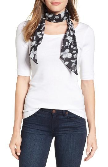 Women's Halogen Botanical Print Skinny Silk Scarf