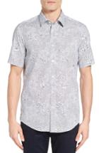 Men's Boss Luka Regular Fit Print Short Sleeve Sport Shirt - White
