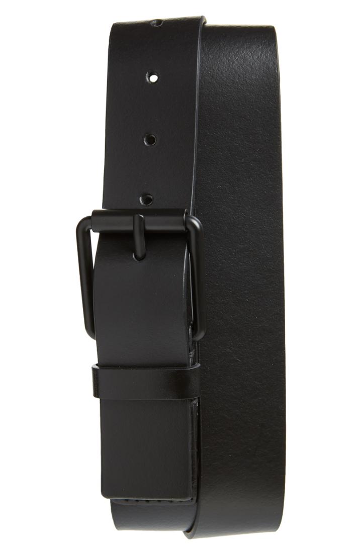 Men's Calvin Klein Solid Leather Belt - Black