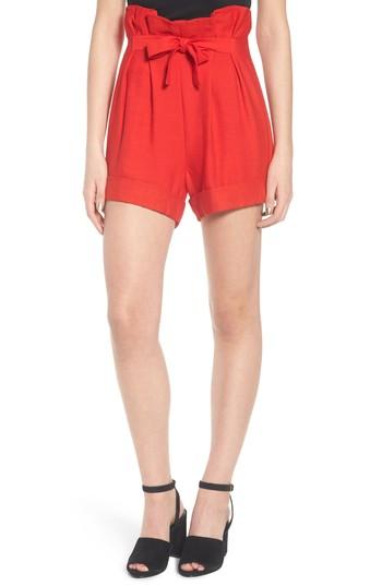 Women's Lost Ink High Waist Short With Tie Detail - Red