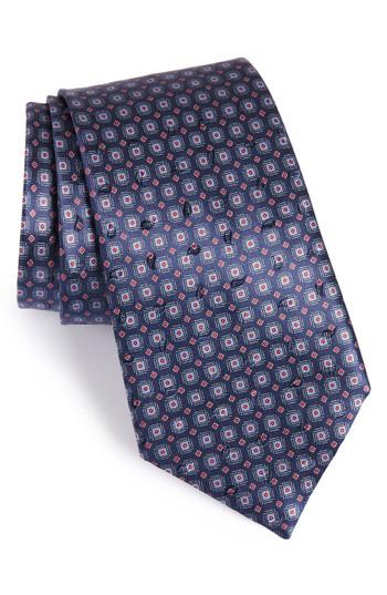 Men's Ermenegildo Zegna Neat Geometric Silk Tie, Size - Blue
